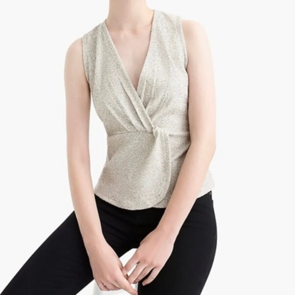 J CREW 365 Women’s Gray BOUCLE PEPLUM TANK Layering Suiting Front Detail Size S